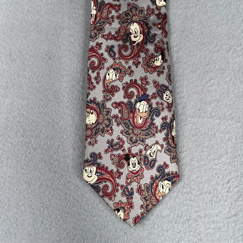 Balancine Disney The Tie Works Necktie Paisley Mickey Silk Made In USA Mens Tie